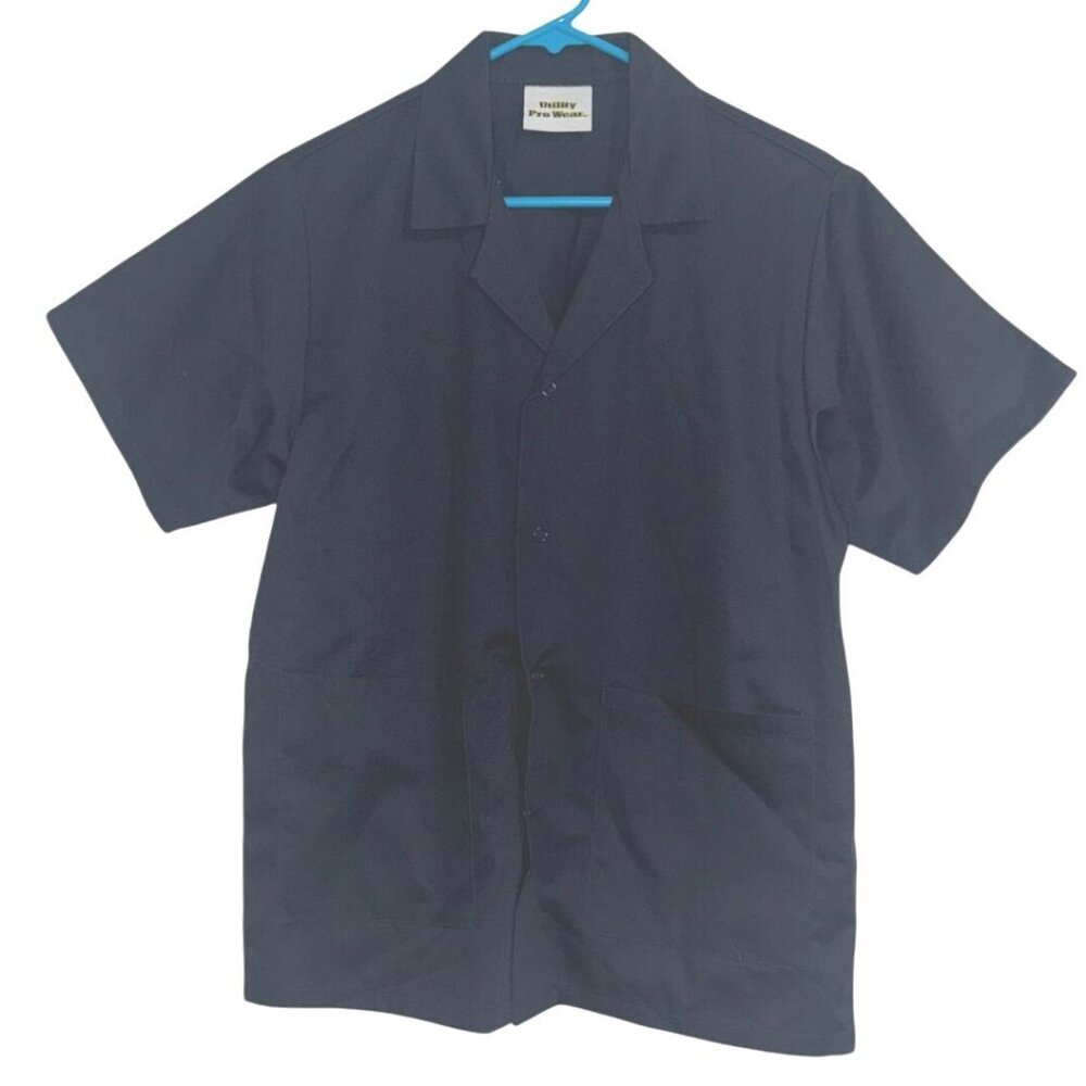Utility Pro Wear Navy Button-Up Short-Sleeve Shirt Size S 55% Polyester